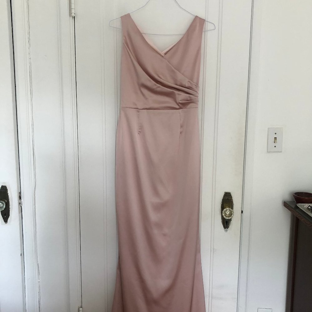 Gorgeous Satin Gown With Chiffon Bow Strap Detail